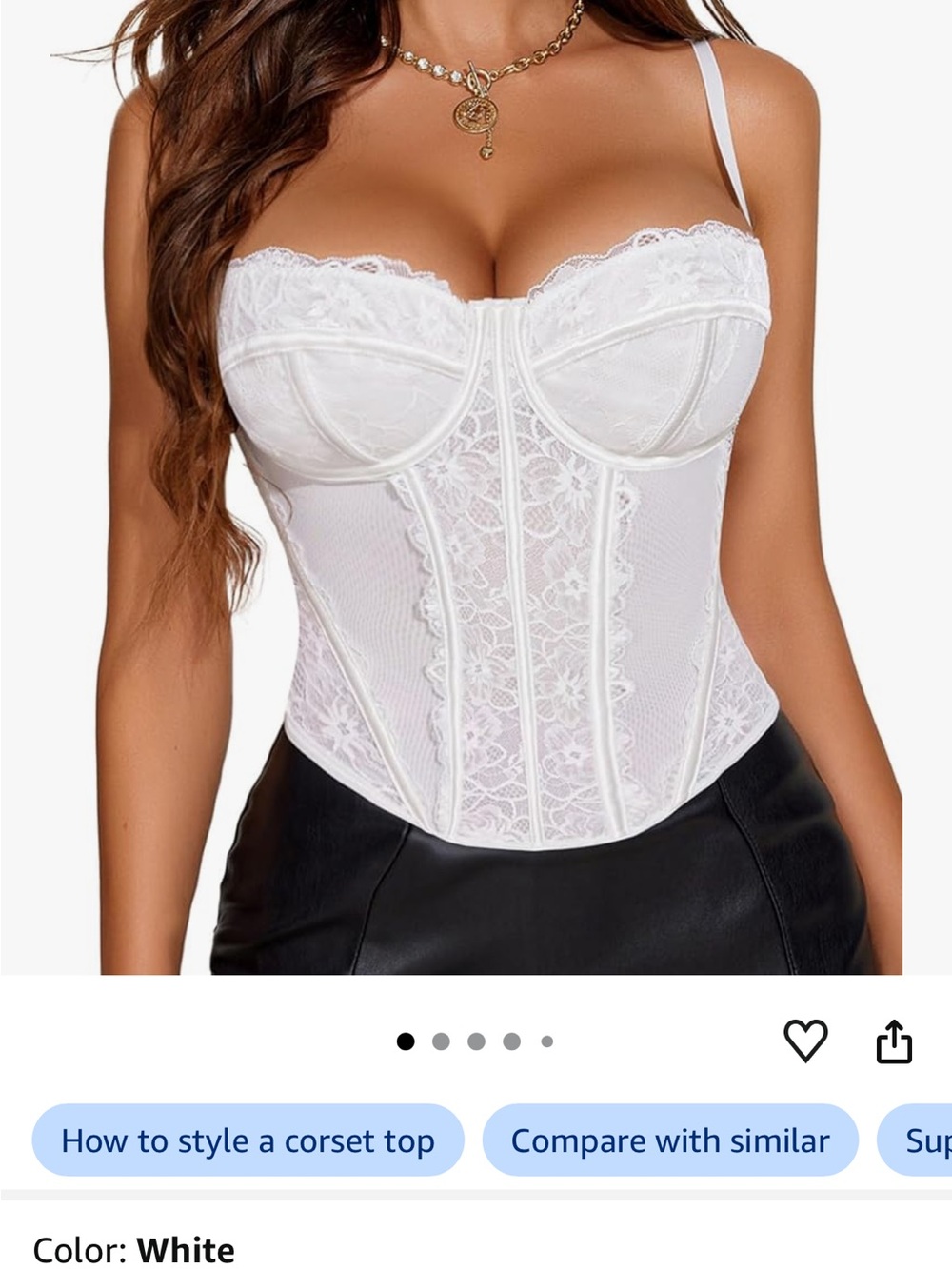 Amazon White Lace Corset Tank Top
